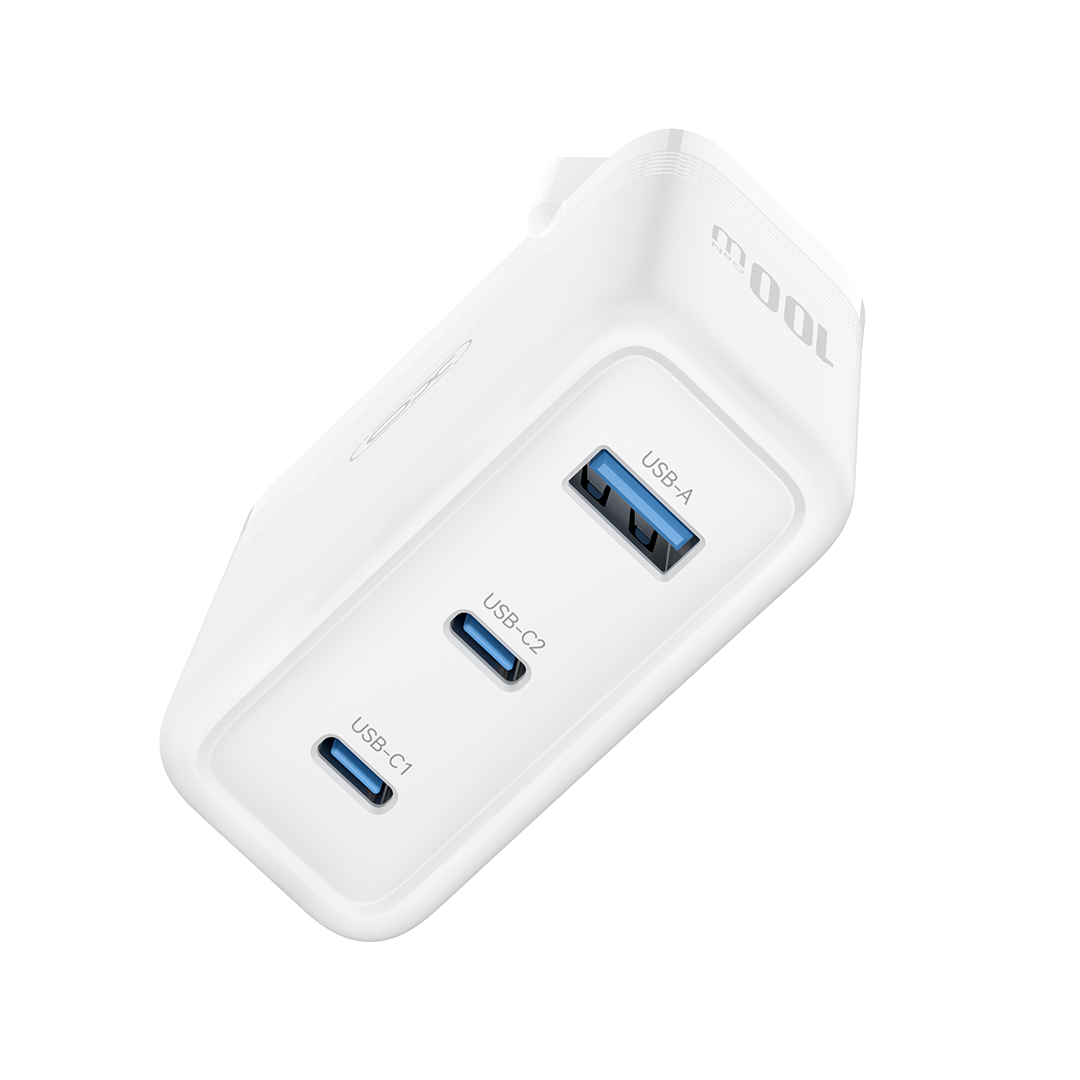 Netværksoplader XO Design CE35, 100W, 5A, 1 x USB-A - 2 x USB-C, Hvid