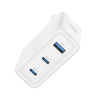 Netværksoplader XO Design CE35, 100W, 5A, 1 x USB-A - 2 x USB-C, Hvid