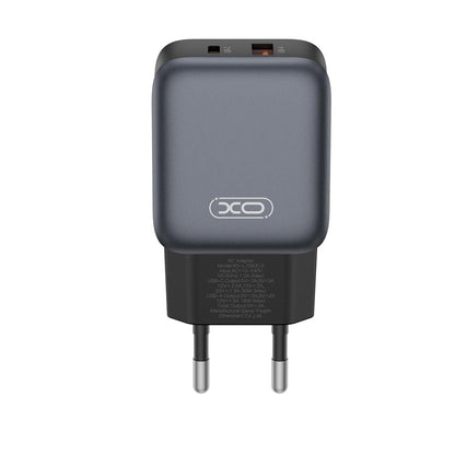 Netværksoplader XO Design L156, 30W, 3A, 1 x USB-A - 1 x USB-C, Sort