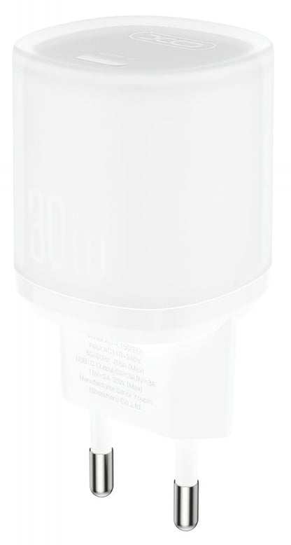 Netværksoplader XO Design L150, 30W, 3A, 1 x USB-C, Hvid