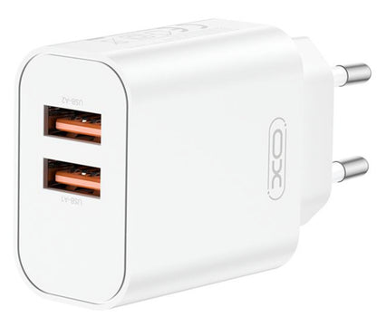 Netværksoplader XO Design CE34, 12W, 2.4A, 2 x USB-A, Hvid