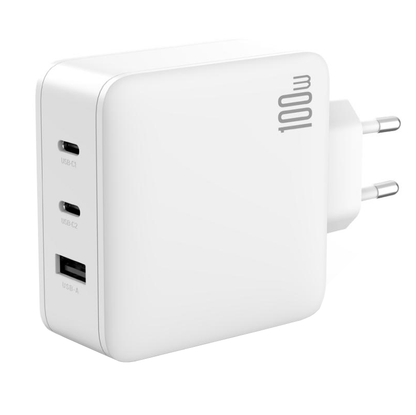 XO Design CE14 Netoplader, 100W, 3,25A, 1 x USB-A - 2 x USB-C, Hvid