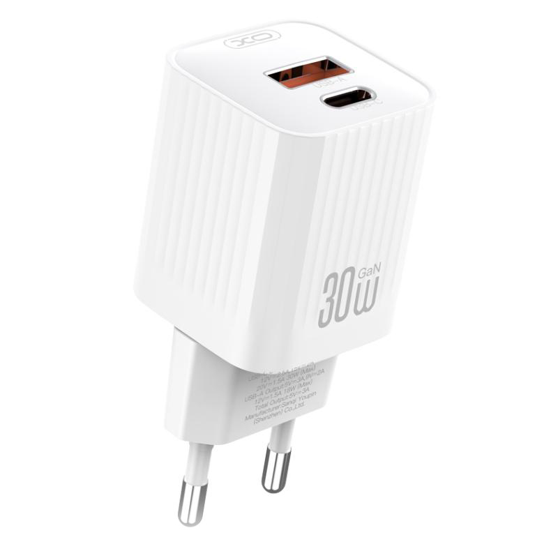 XO Design L149 Netoplader, 30W, 3A, 1 x USB-A - 1 x USB-C, Hvid