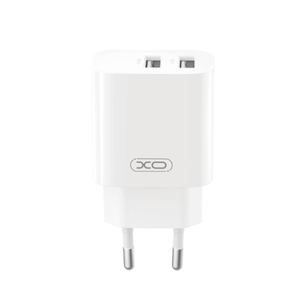 XO Design CE55 netoplader, 12 W, 2,4 A, 2 x USB-A, hvid