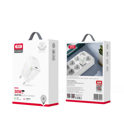 Netværksoplader XO Design CE06, 30W, 3A, 1 x USB-C, Hvid