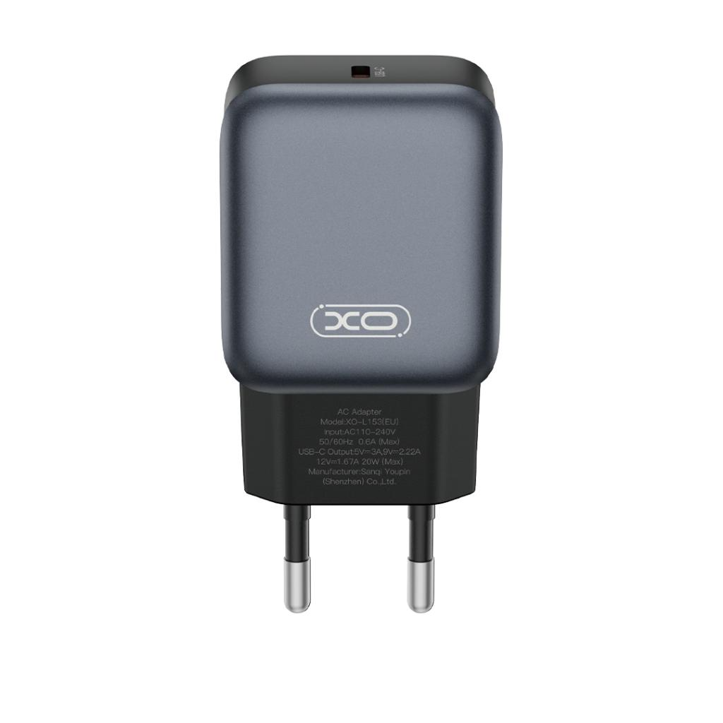 Netværksoplader XO Design L153, 20W, 3A, 1 x USB-C, Sort