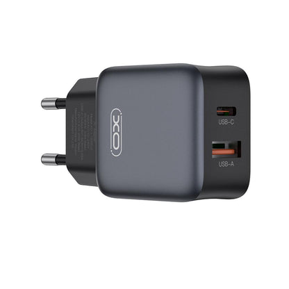 Netværksoplader XO Design L156, 30W, 3A, 1 x USB-A - 1 x USB-C, Sort
