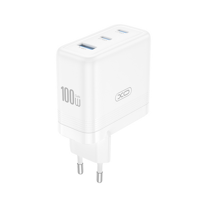 Netværksoplader XO Design CE35, 100W, 5A, 1 x USB-A - 2 x USB-C, Hvid