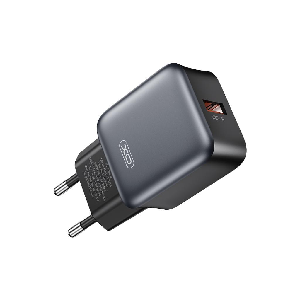 Netværksoplader XO Design L152, 18W, 3A, 1 x USB-A, Sort
