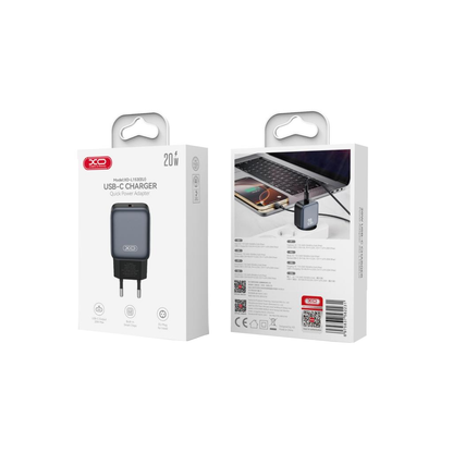 Netværksoplader XO Design L153, 20W, 3A, 1 x USB-C, Sort