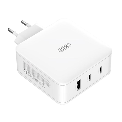 XO Design CE14 Netoplader, 100W, 3,25A, 1 x USB-A - 2 x USB-C, Hvid
