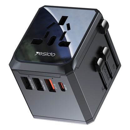 Netværksoplader Yesido MC24 Travel, 20W, 3A, 3 x USB-A - 1 x USB-C, Sort