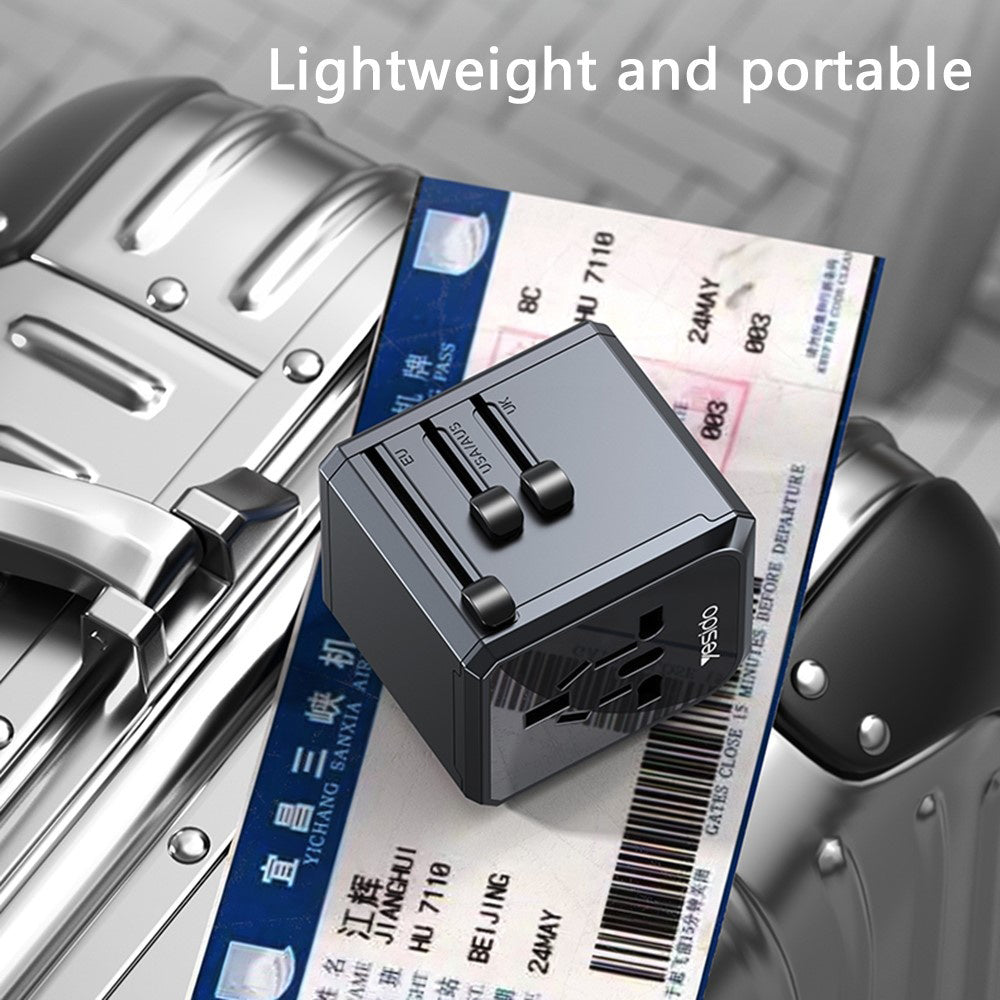 Netværksoplader Yesido MC24 Travel, 20W, 3A, 3 x USB-A - 1 x USB-C, Sort