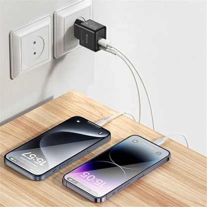 Netværksoplader Yesido YC64, 30W, 3A, 1 x USB-A - 1 x USB-C, Sort