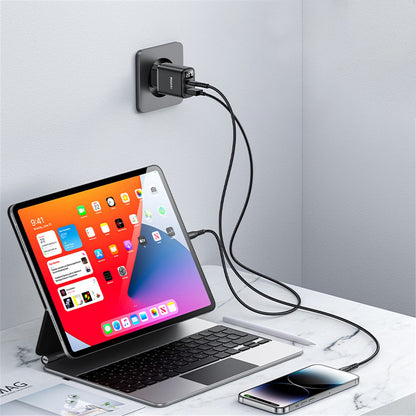 Netværksoplader Yesido YC68, 20W Display, 3A, 1 x USB-A - 1 x USB-C, Sort