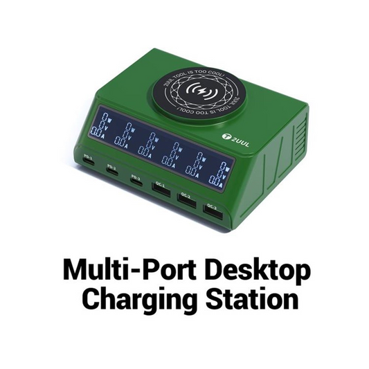 Oplader Station 2UUL PC11 QI, 110W, 3A, 3 x USB-A - 3 x USB-C, Grøn
