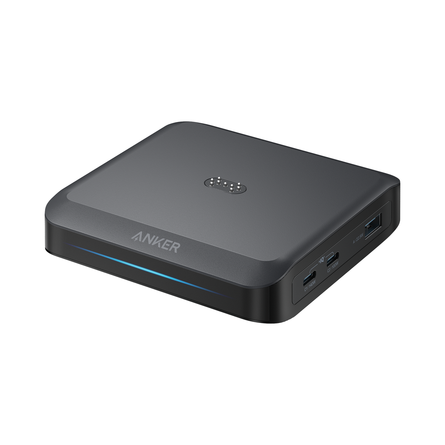 Anker ladestation til Prime eksternt batteri, 150W, 5A, 1 x Pogo Pin - 1 x USB-A - 2 x USB-C, Sort A1903G11