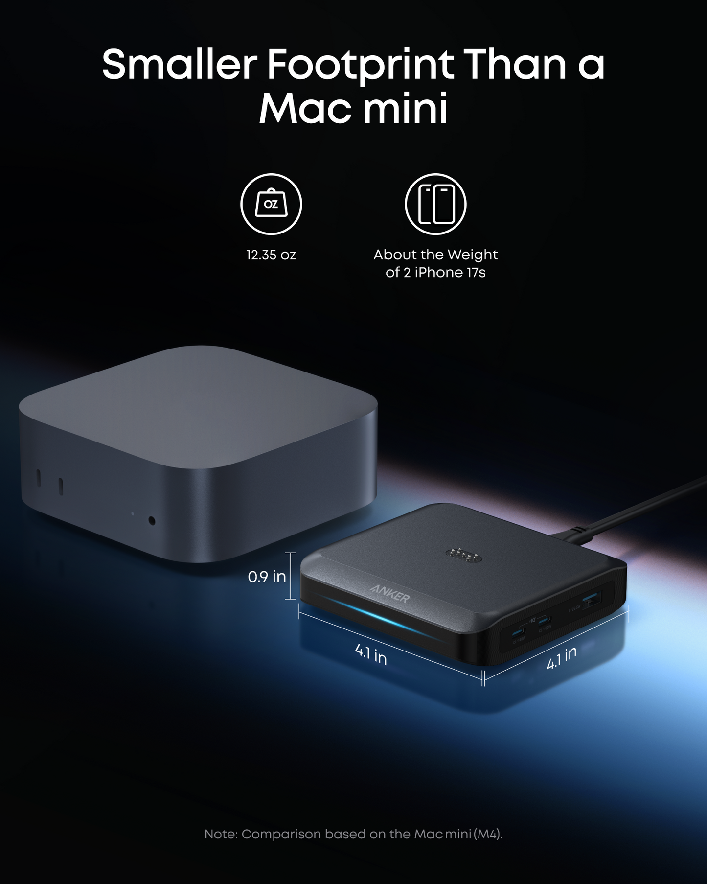 Anker ladestation til Prime eksternt batteri, 150W, 5A, 1 x Pogo Pin - 1 x USB-A - 2 x USB-C, Sort A1903G11