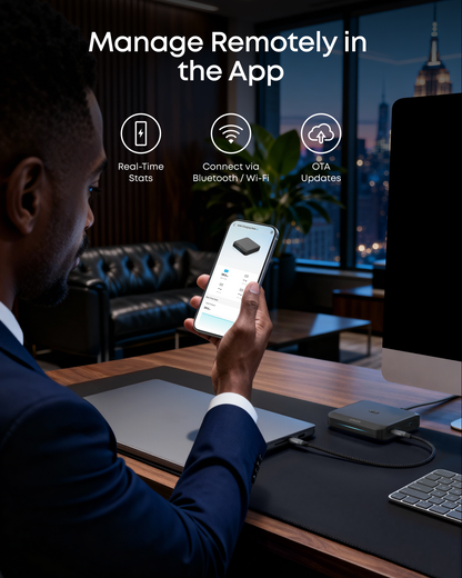 Anker ladestation til Prime eksternt batteri, 150W, 5A, 1 x Pogo Pin - 1 x USB-A - 2 x USB-C, Sort A1903G11