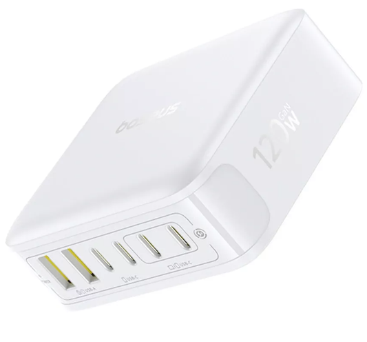 Baseus EnerFill FH21 Stationoplader, 120W, 3,25A, 2 x USB-A - 4 x USB-C, Hvid E0120T01