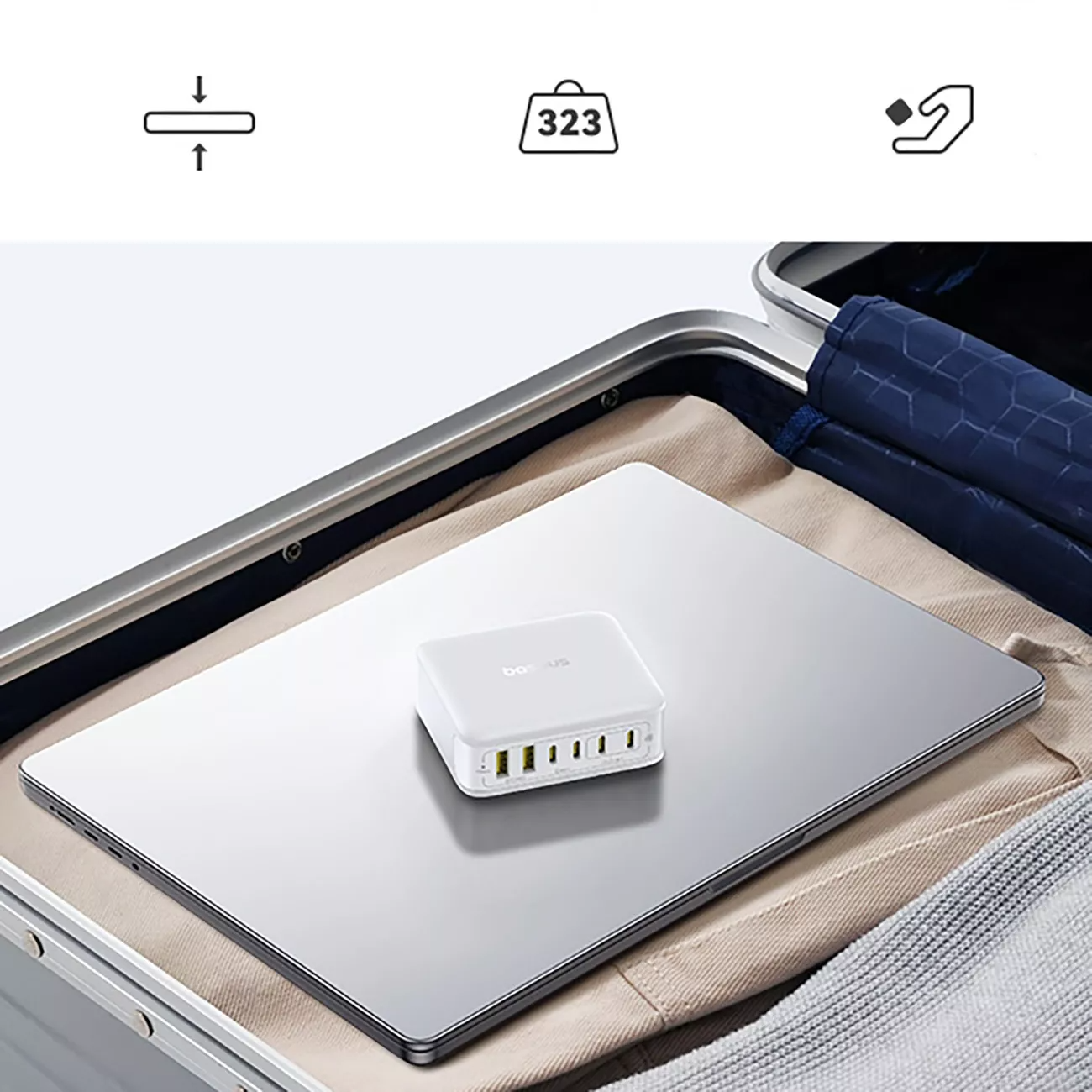 Baseus EnerFill FH21 Station Charger, 120W, 3.25A, 2 x USB-A - 4 x USB-C, White E0120T01