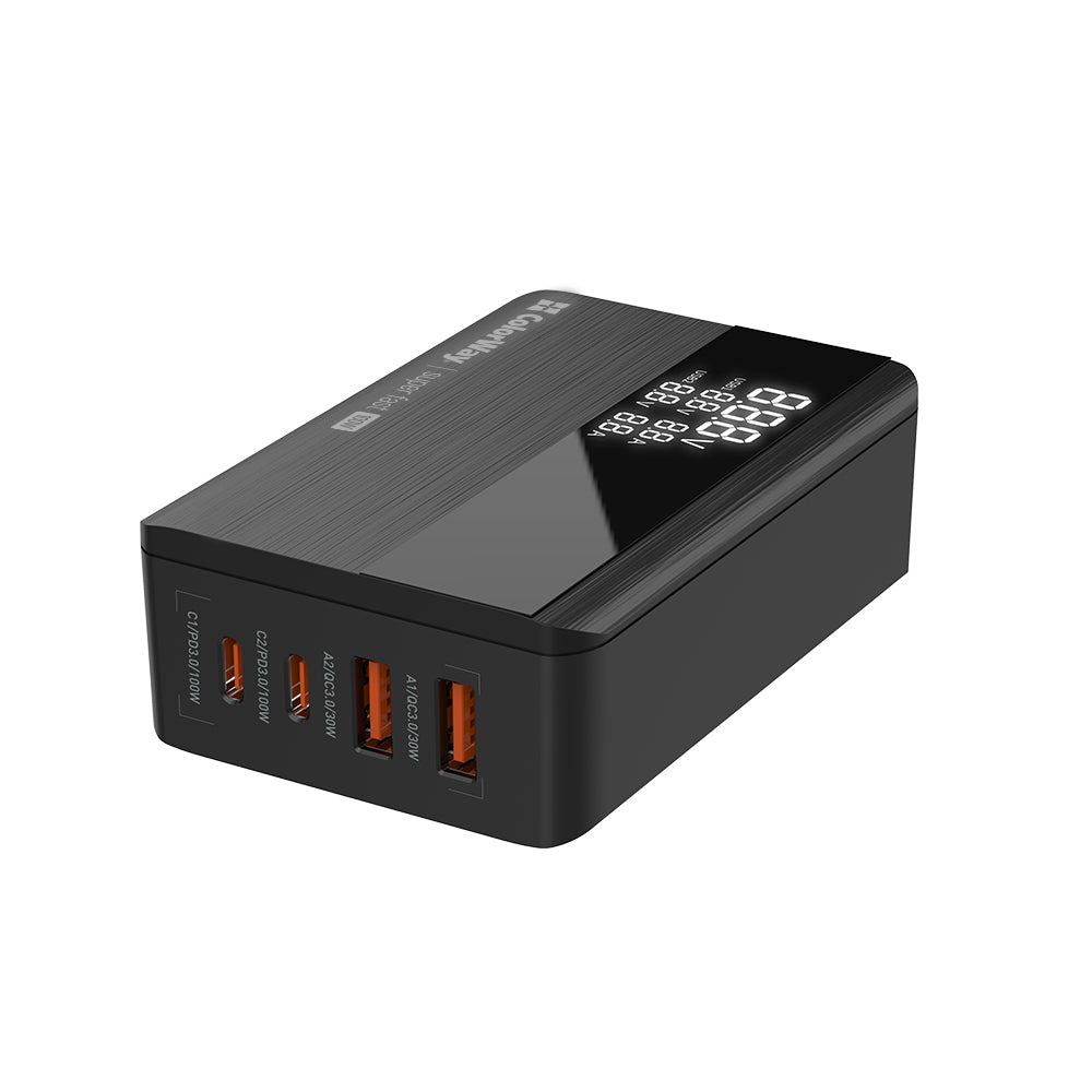 Opladerstation ColorWay Display, 100W, 5A, 2 x USB-A - 2 x USB-C, Sort