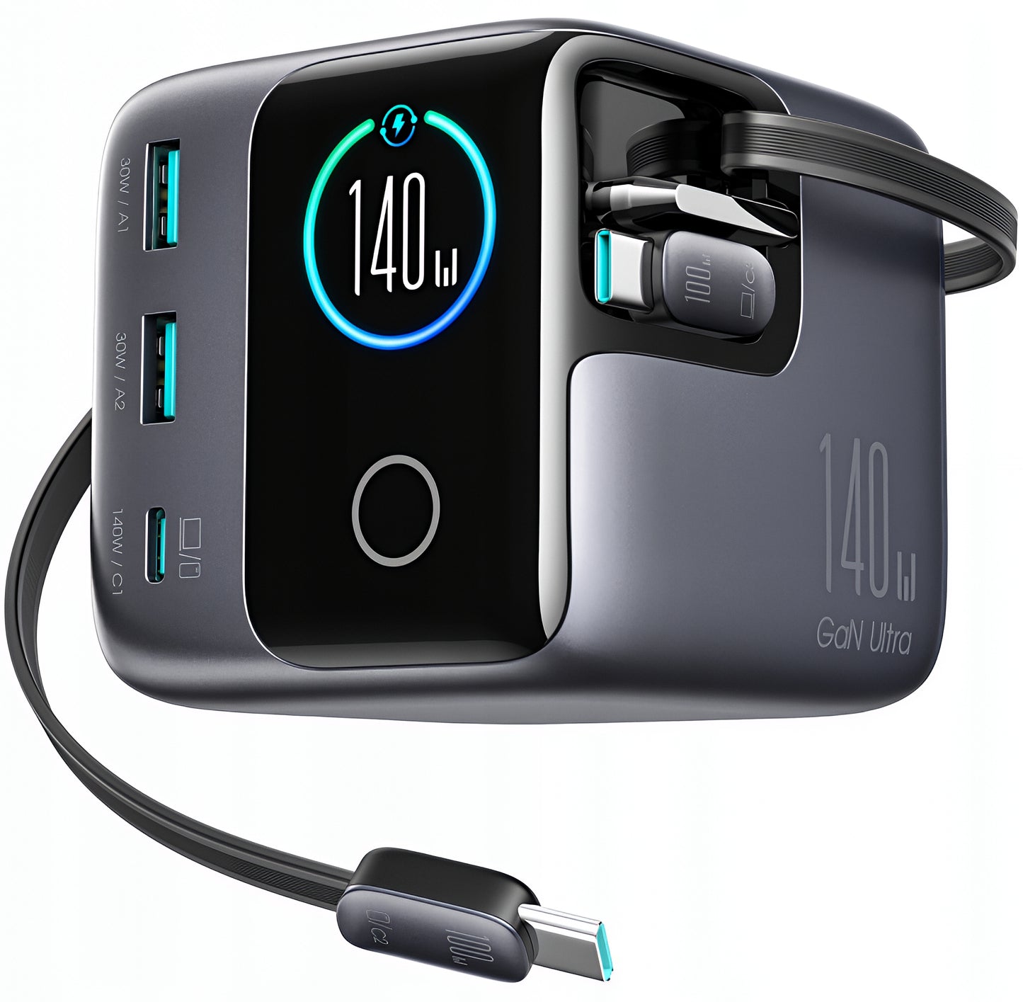 Opladerstation med USB-C kabel Joyroom Podix JR-TRD01, 140W, 1 x USB-C - 2 x USB-A, Grå