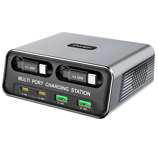 Oplader Station Med USB-C Kabel OEM WLX-60C, 130W, 2 x USB-A - 2 x USB-C, Grå