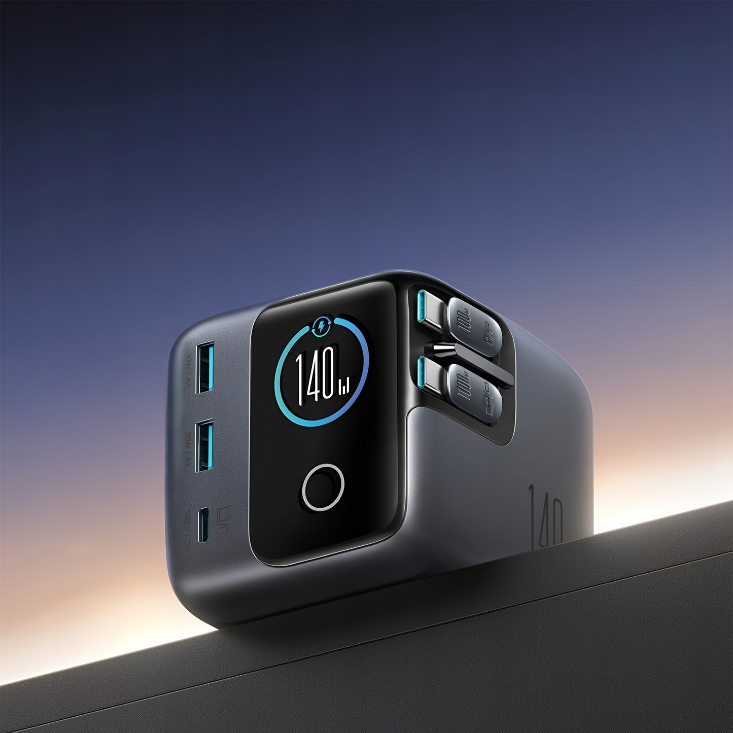 Opladerstation med USB-C kabel Joyroom Podix JR-TRD01, 140W, 1 x USB-C - 2 x USB-A, Grå