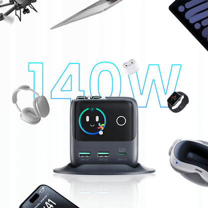 Opladerstation med USB-C kabel Joyroom Podix JR-TRD01, 140W, 1 x USB-C - 2 x USB-A, Grå