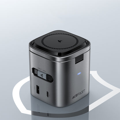 Opladerstation med USB-C kabel Acefast Z9 QI 6in1, 80W, 1 x USB-C - 1 x USB-A, Sort