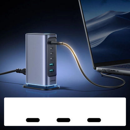 Joyroom JR-TCM02 UK Stationoplader, 65W, 3,25A, 2 x USB-A - 4 x USB-C, Grå
