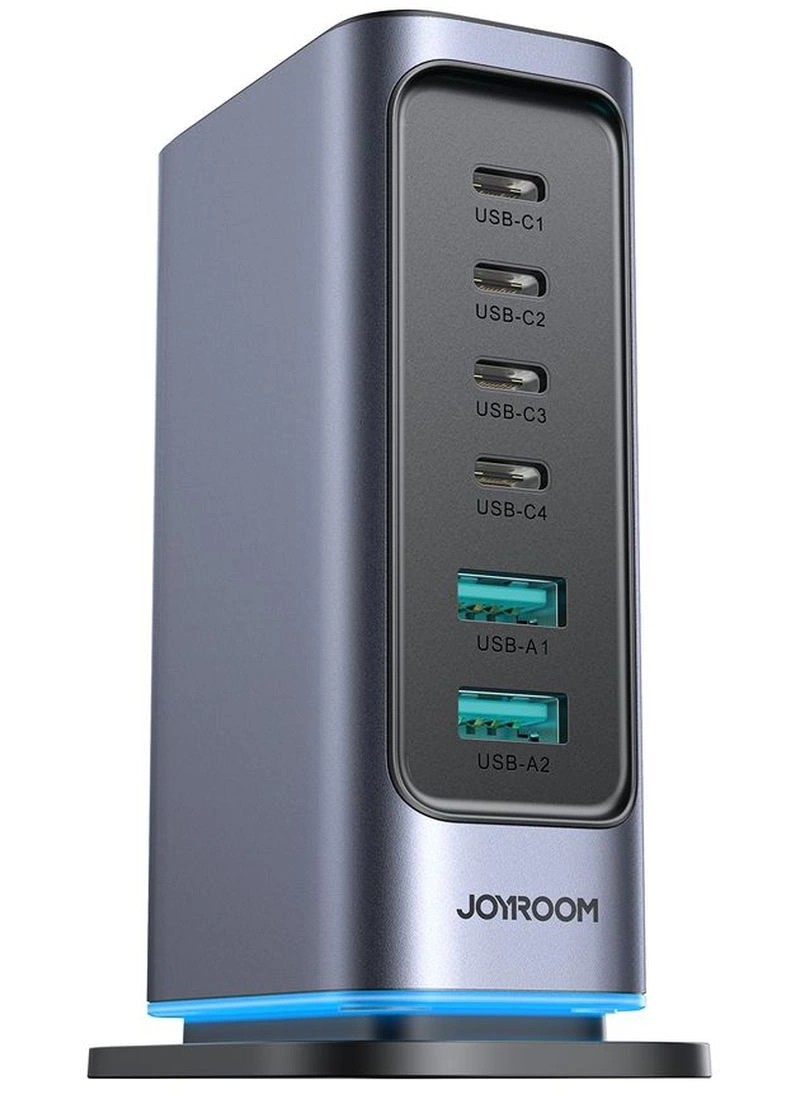 Joyroom JR-TCM02 UK Stationoplader, 65W, 3,25A, 2 x USB-A - 4 x USB-C, Grå