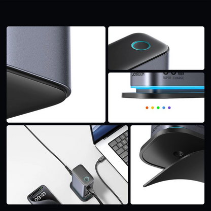 Joyroom JR-TCM02 UK Stationoplader, 65W, 3,25A, 2 x USB-A - 4 x USB-C, Grå