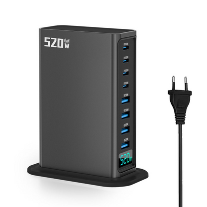 OEM Station Oplader, 520W, 5A, 4 x USB-A - 4 x USB-C, Grå