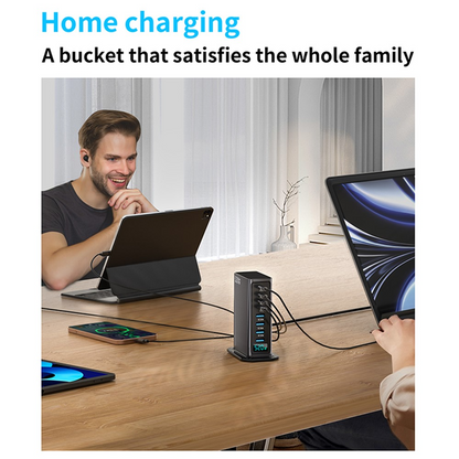 OEM Station Oplader, 520W, 5A, 4 x USB-A - 4 x USB-C, Grå
