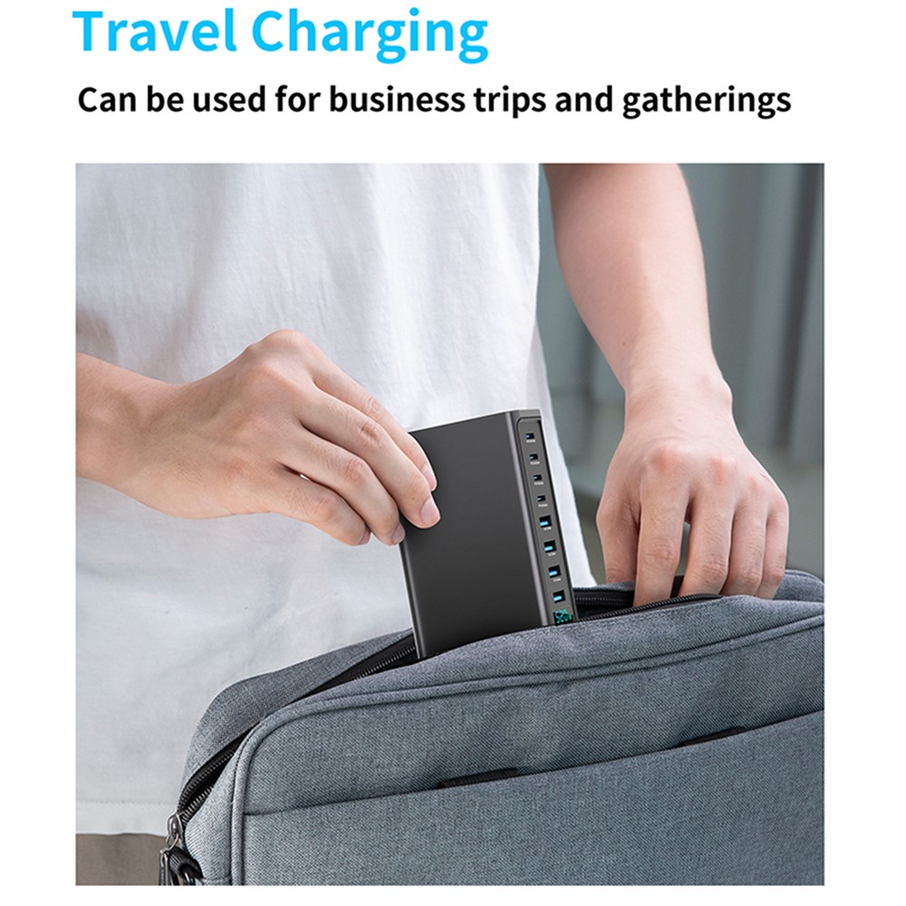 OEM Station Oplader, 520W, 5A, 4 x USB-A - 4 x USB-C, Grå