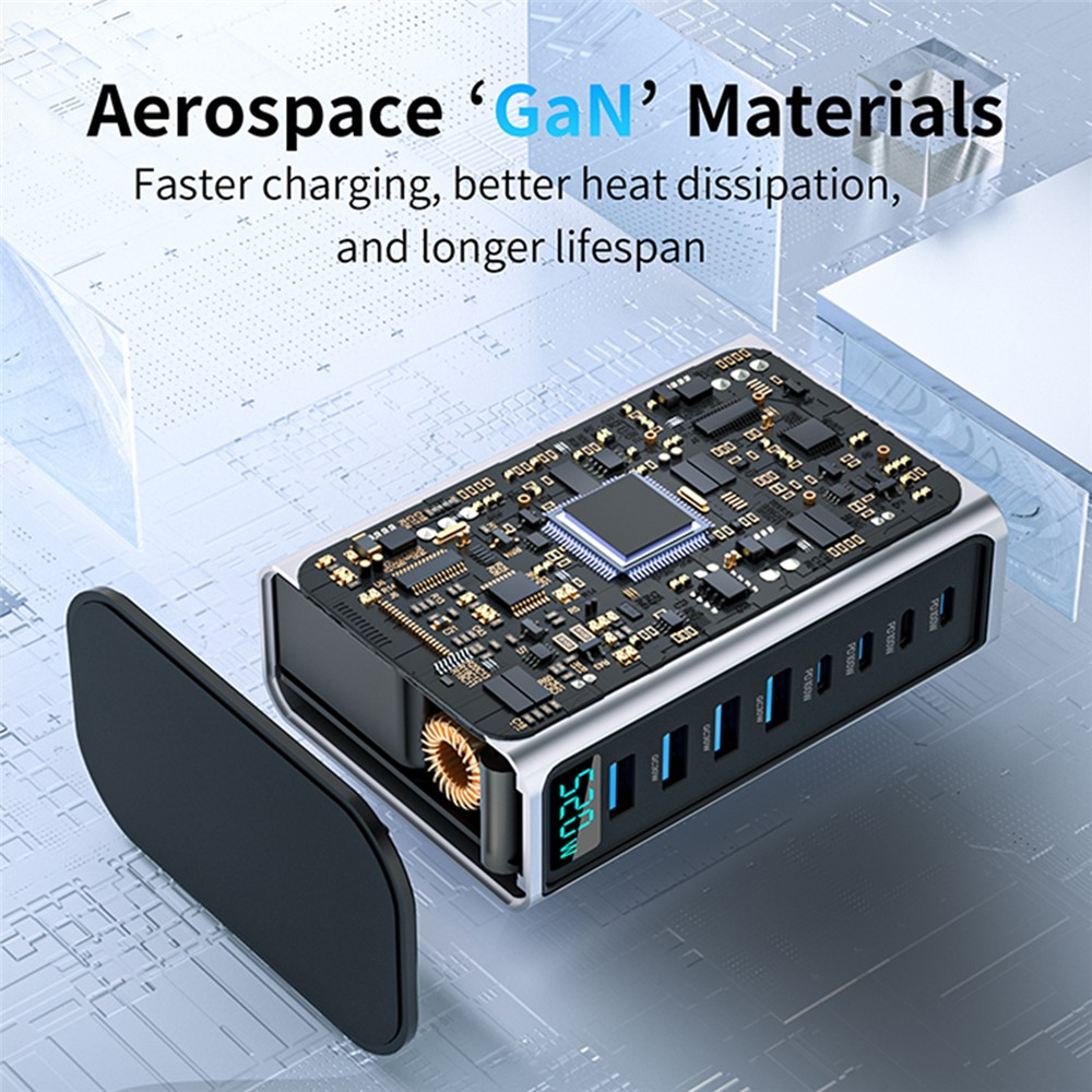 OEM Station Oplader, 520W, 5A, 4 x USB-A - 4 x USB-C, Grå