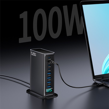 OEM Station Oplader, 520W, 5A, 4 x USB-A - 4 x USB-C, Grå
