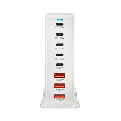 OEM Station Oplader, 600W, 4 x USB-A - 4 x USB-C, Hvid