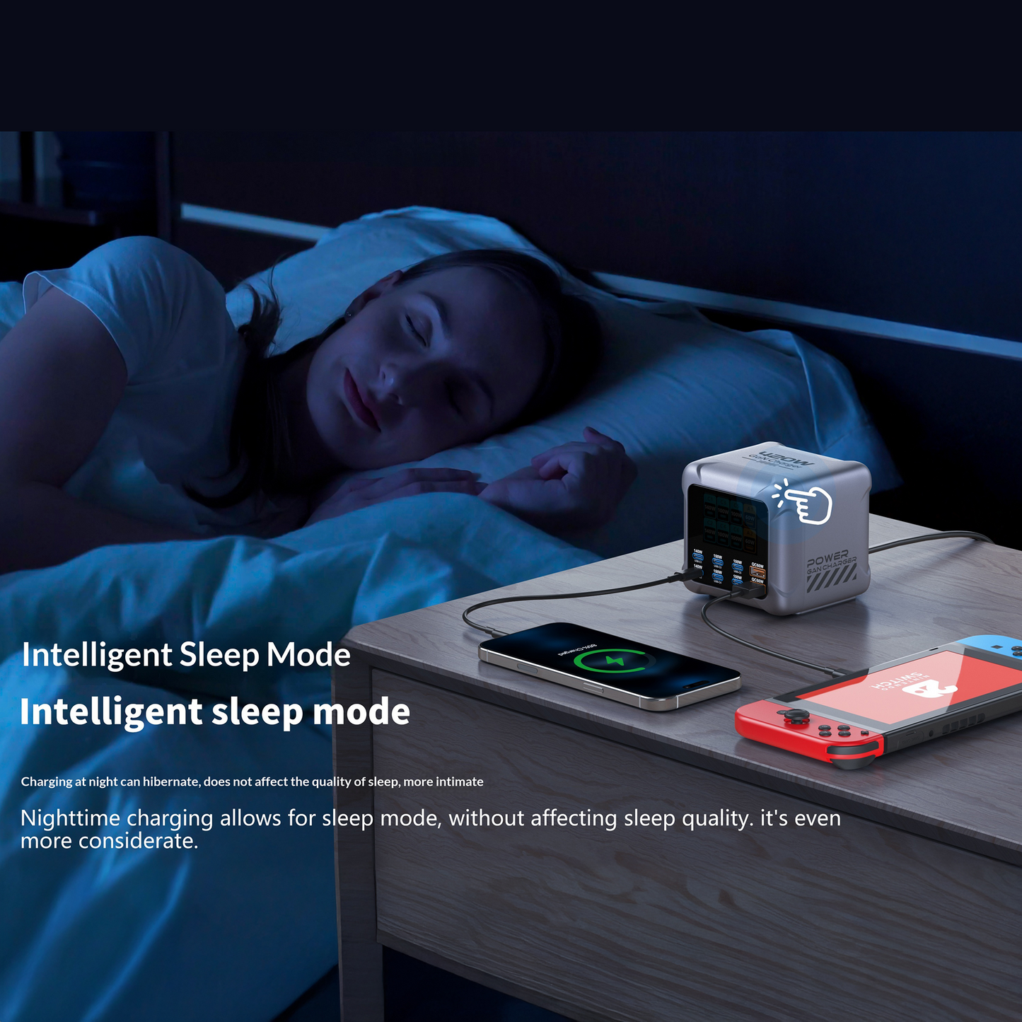 OEM BK-126D Stationoplader, 140W, 5A, 2 x USB-A - 6 x USB-C, Grå