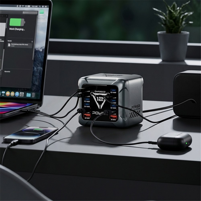 Oplader Station OEM BK-127D, 280W, 5A, 4 x USB-A - 8 x USB-C, Grå
