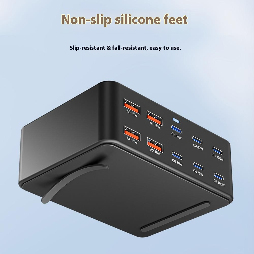 OEM HW66 Stationoplader, 330W, 5A, 4 x USB-A - 6 x USB-C, Sort