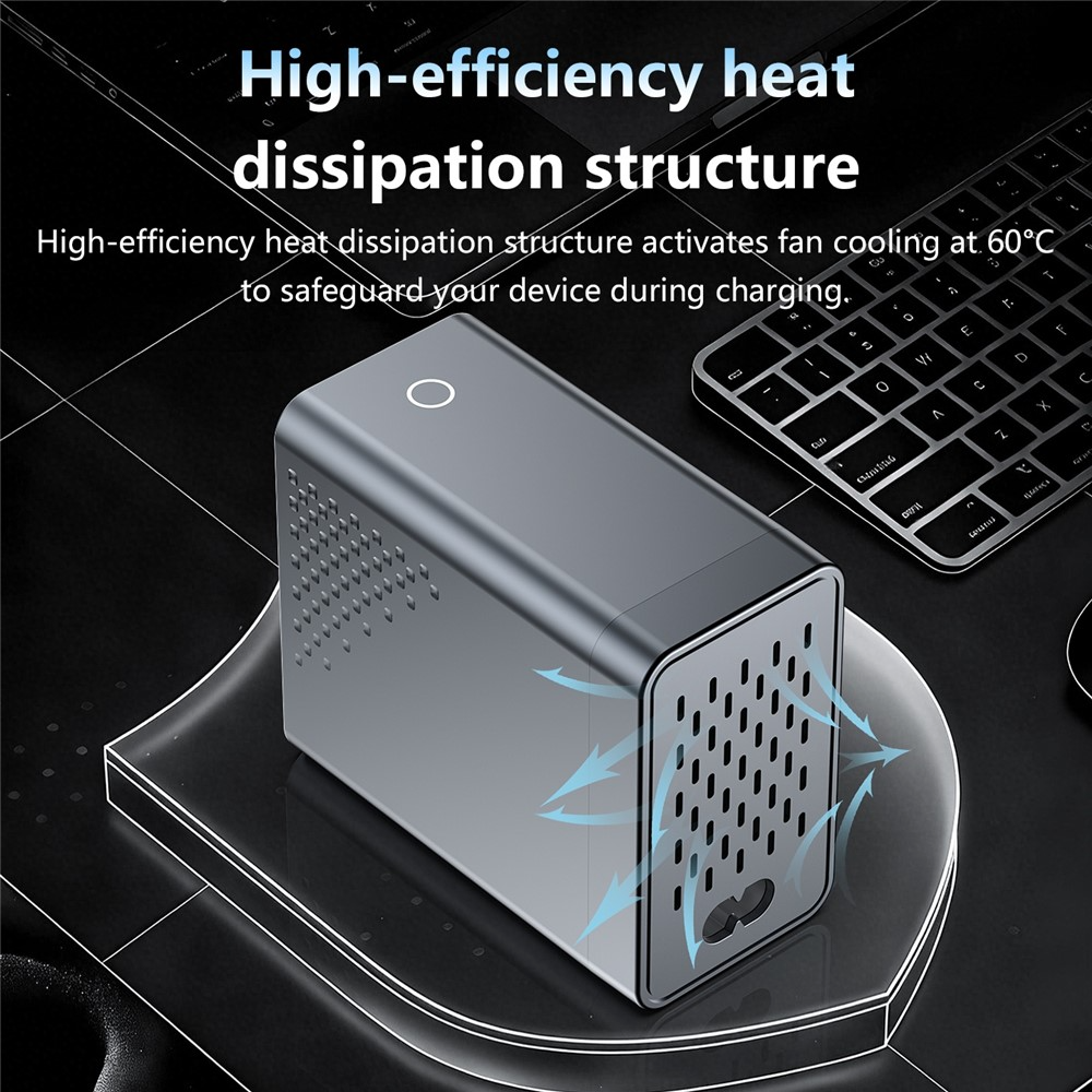 OEM WLX-G3 Stationoplader, 140W, 5A, 2 x USB-A - 4 x USB-C, Grå