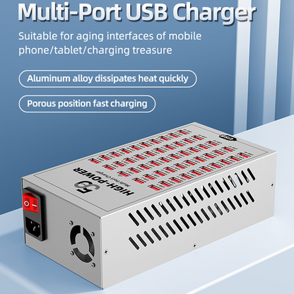 OEM WLX-T2A Stationoplader, 200W, 2.4A, 50 x USB-A, Sølv