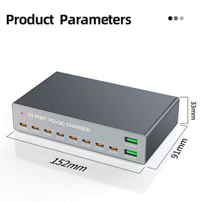 OEM WLX-X6Y Stationoplader, 140W, 5A, 2 x USB-A - 8 x USB-C, Sølv