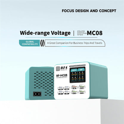 Oplader til RF4 RF-MC08 station, 150W, 5A, 4 x USB-A - 4 x USB-C, Turkis