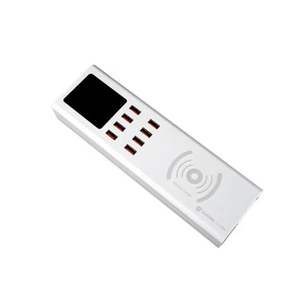 Opladerstation Sunshine SS-309WD QI, 40W, 2.4A, 8 x USB-A, Hvid
