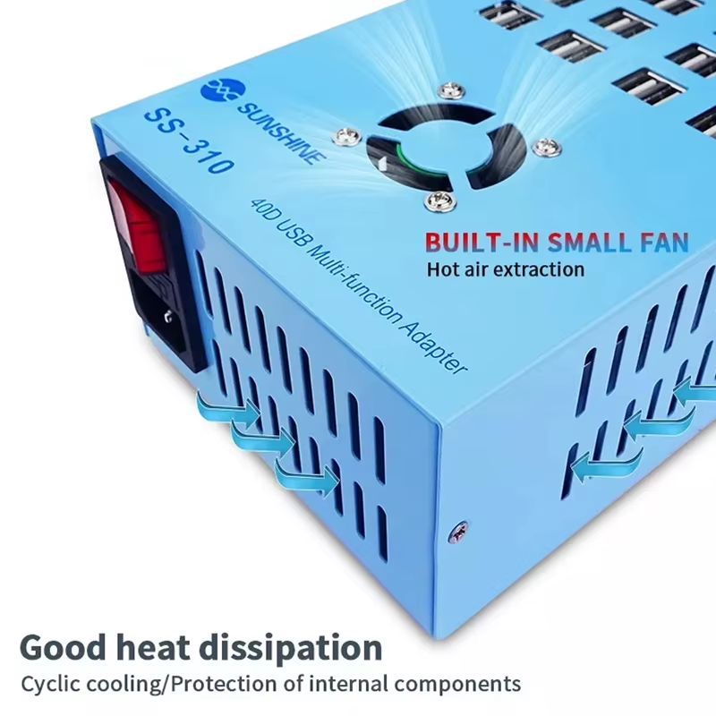 Sunshine SS-310 ladestation, 40 x USB-A, Blå