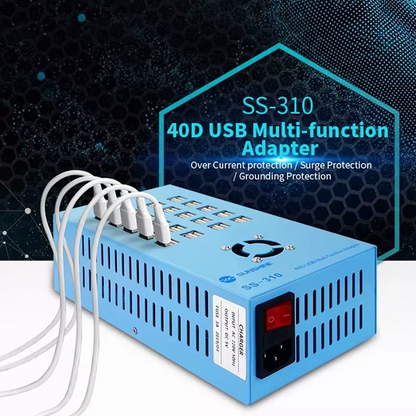 Sunshine SS-310 ladestation, 40 x USB-A, Blå